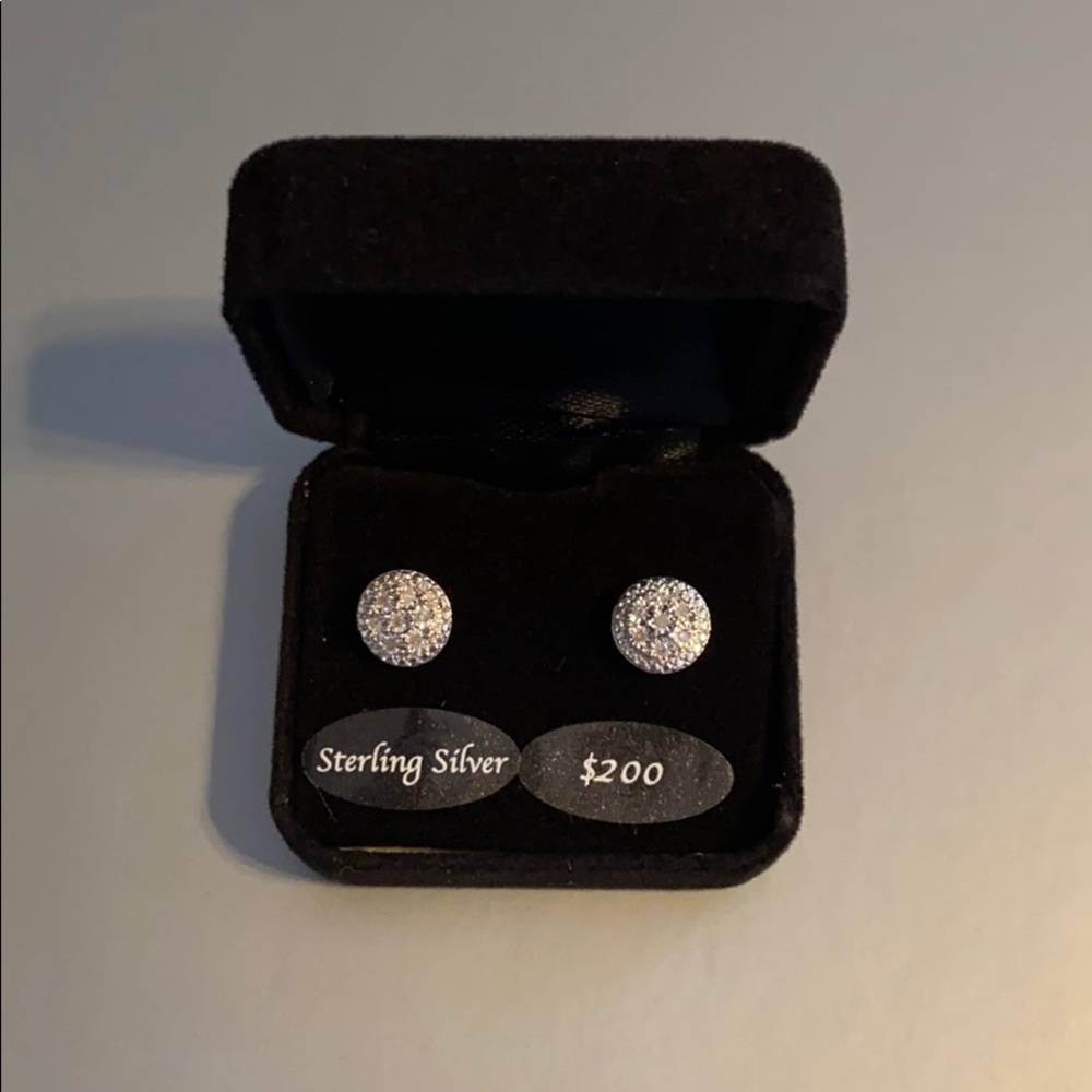Sterling Silver diamond stud earrings